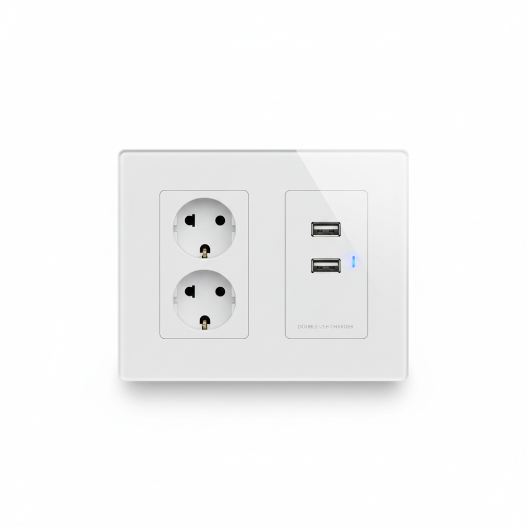 Double Universal Socket with Double USB Charger