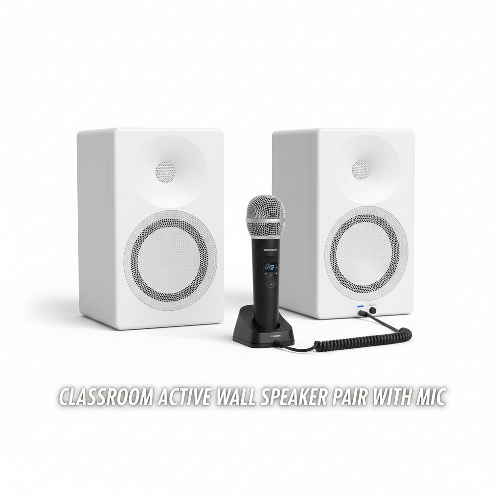 Classroom Active Wall Speaker Pair with Mic