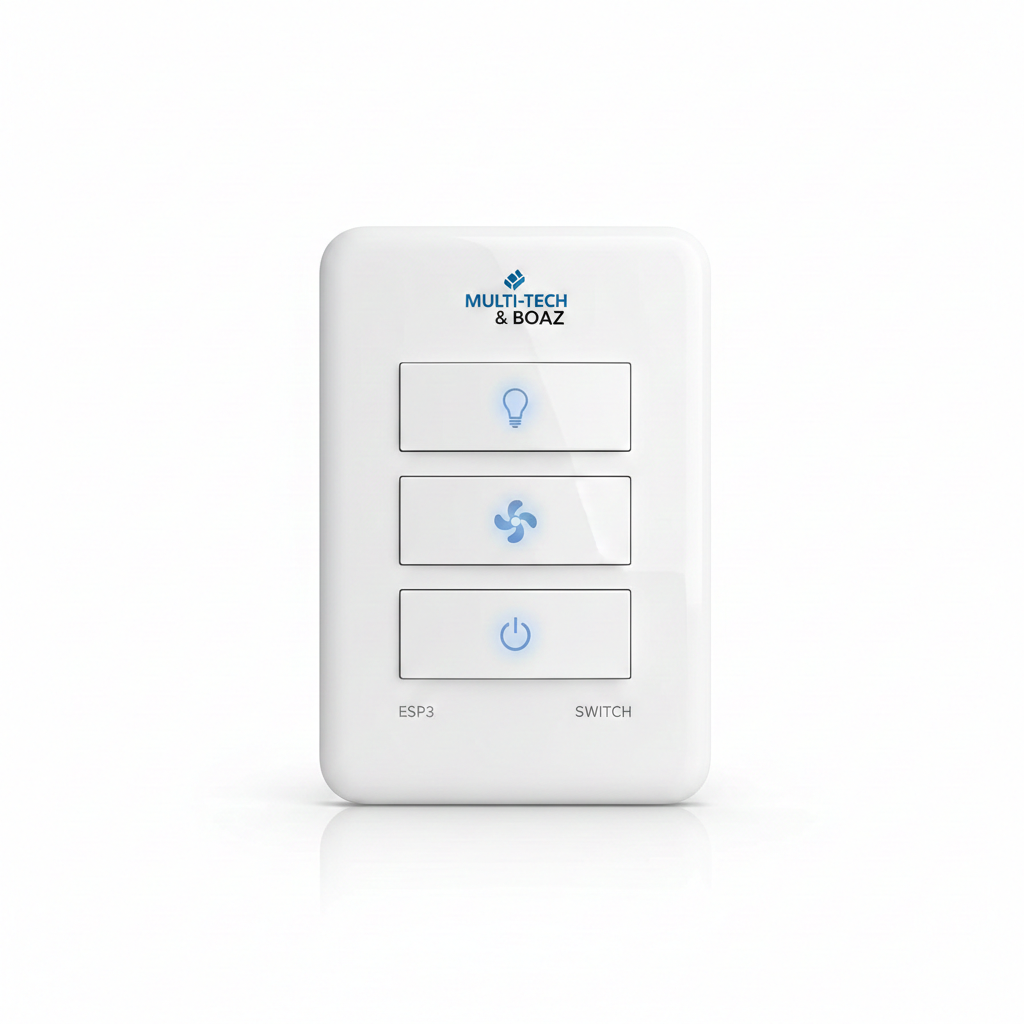 ESP3 Three Button Switch by Multi-Tech & Boaz - White