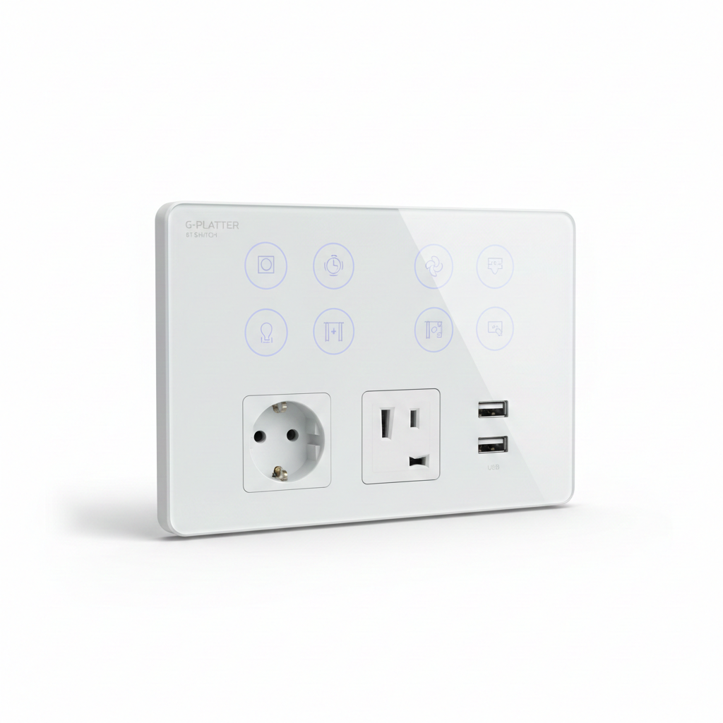 Hotel (G-Platter) 8T Switch with Socket & USB - Landscape